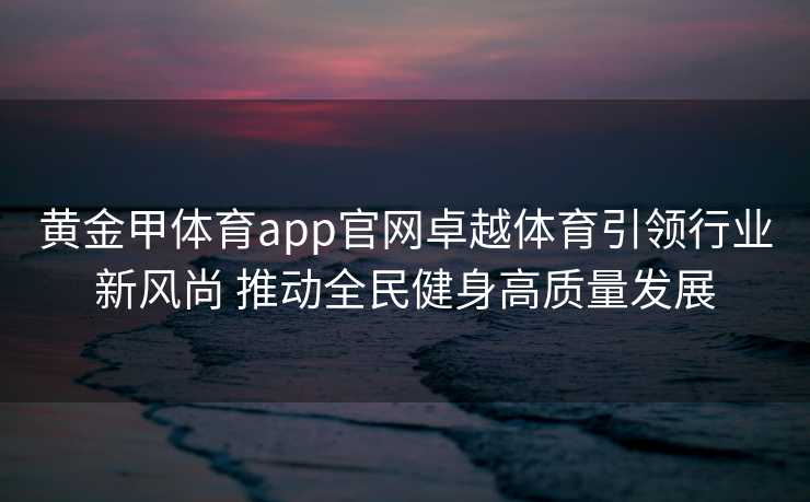 黄金甲体育app官网卓越体育引领行业新风尚 推动全民健身高质量发展